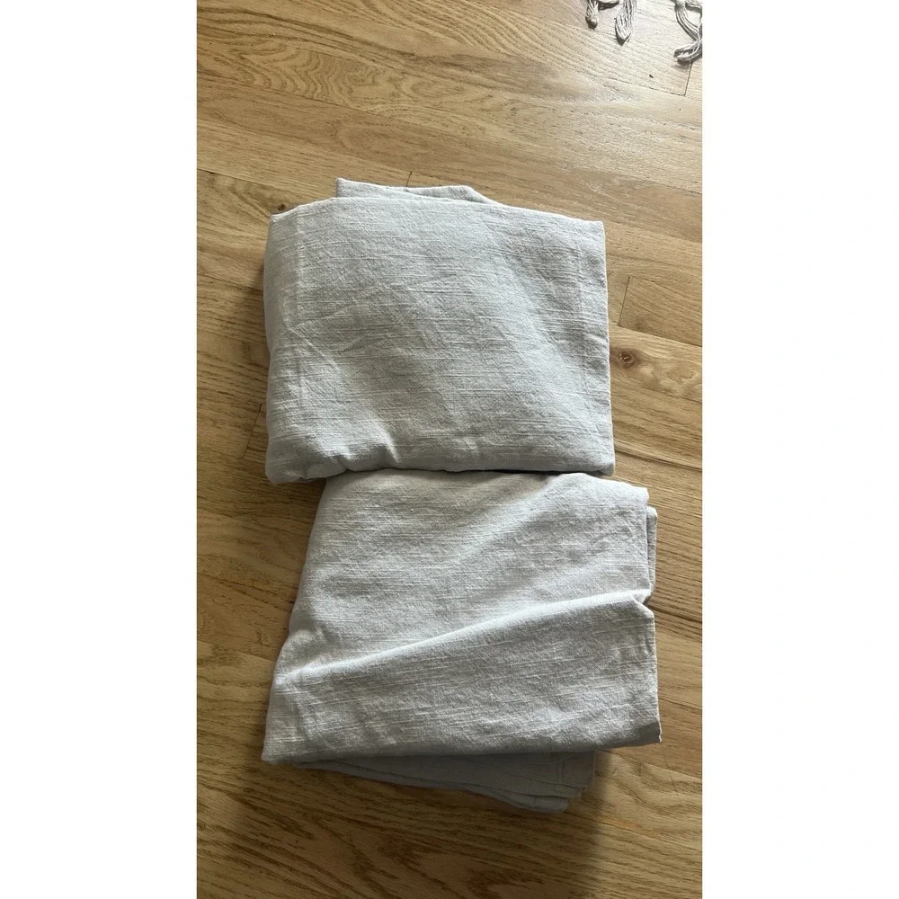 West Elm Linen Cotton Blend Light Grey Gray Curtains Panels 45 X 76